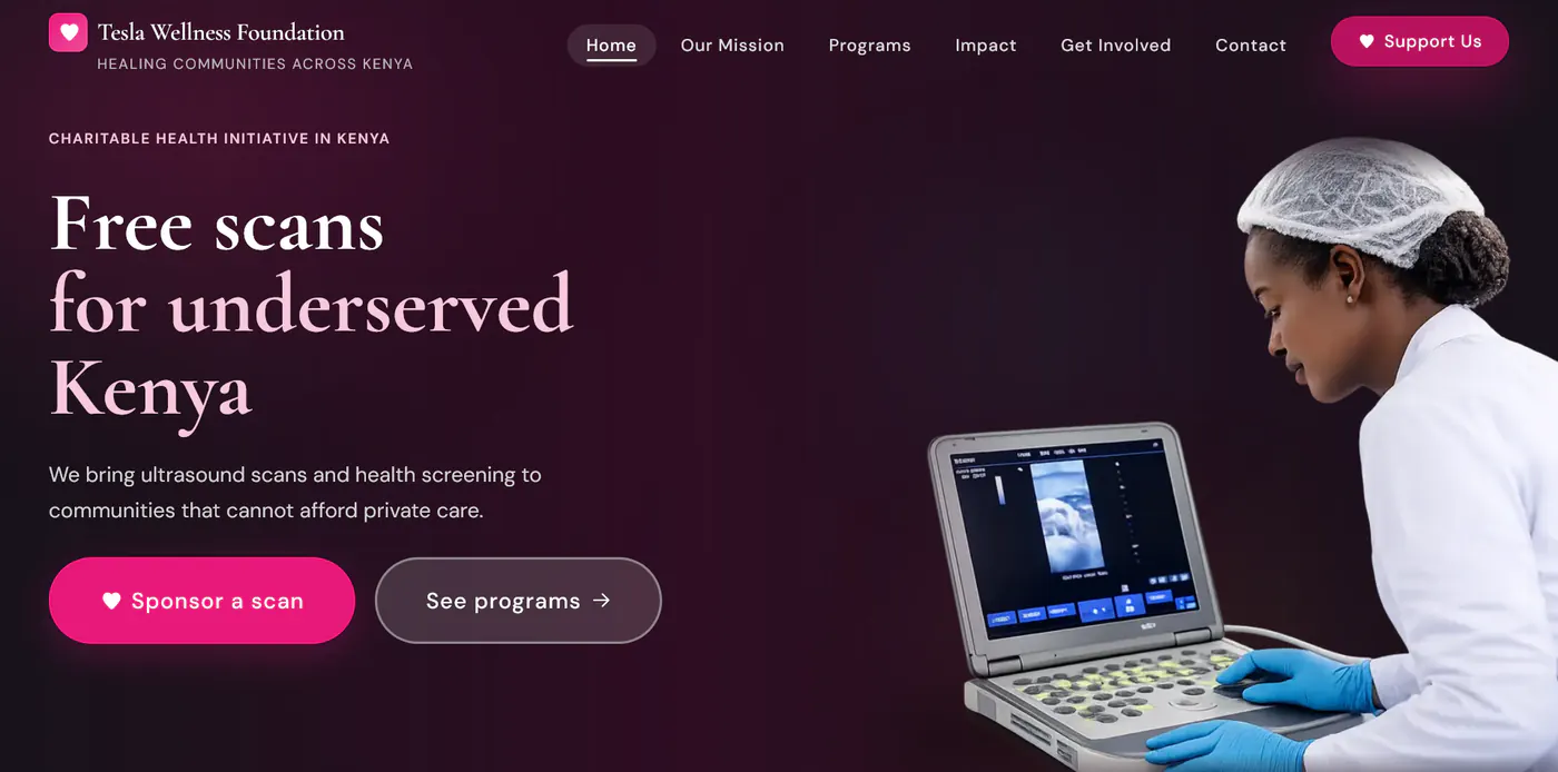 Tesla Wellness Foundation project screenshot