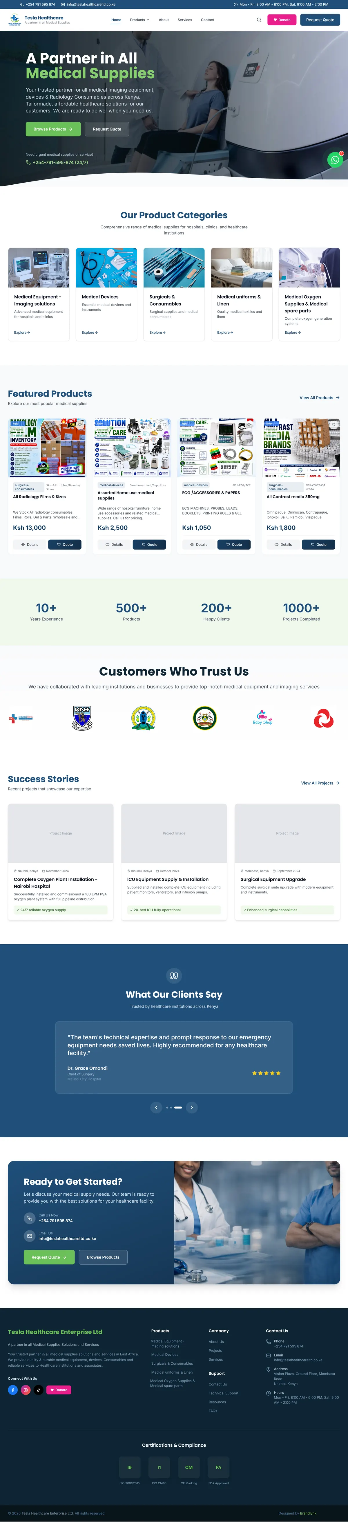 Tesla Healthcare project screenshot by Brandlynk Digital Solutions